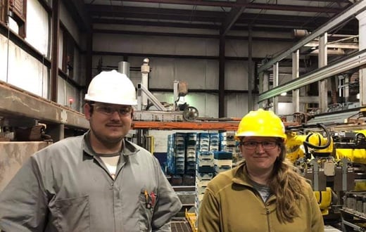 Me [left] onsite with Cassandra Boman [right]